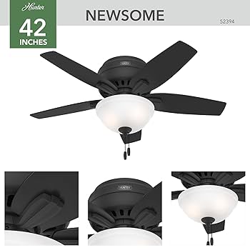 Hunter 42 inch Indoor Ceiling Fan with LED Light - Black